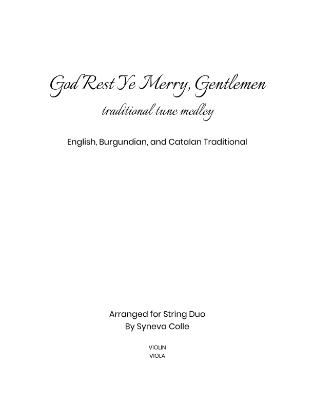 God Rest Ye Merry Gentlemen Medley (arr. Syneva Colle)
