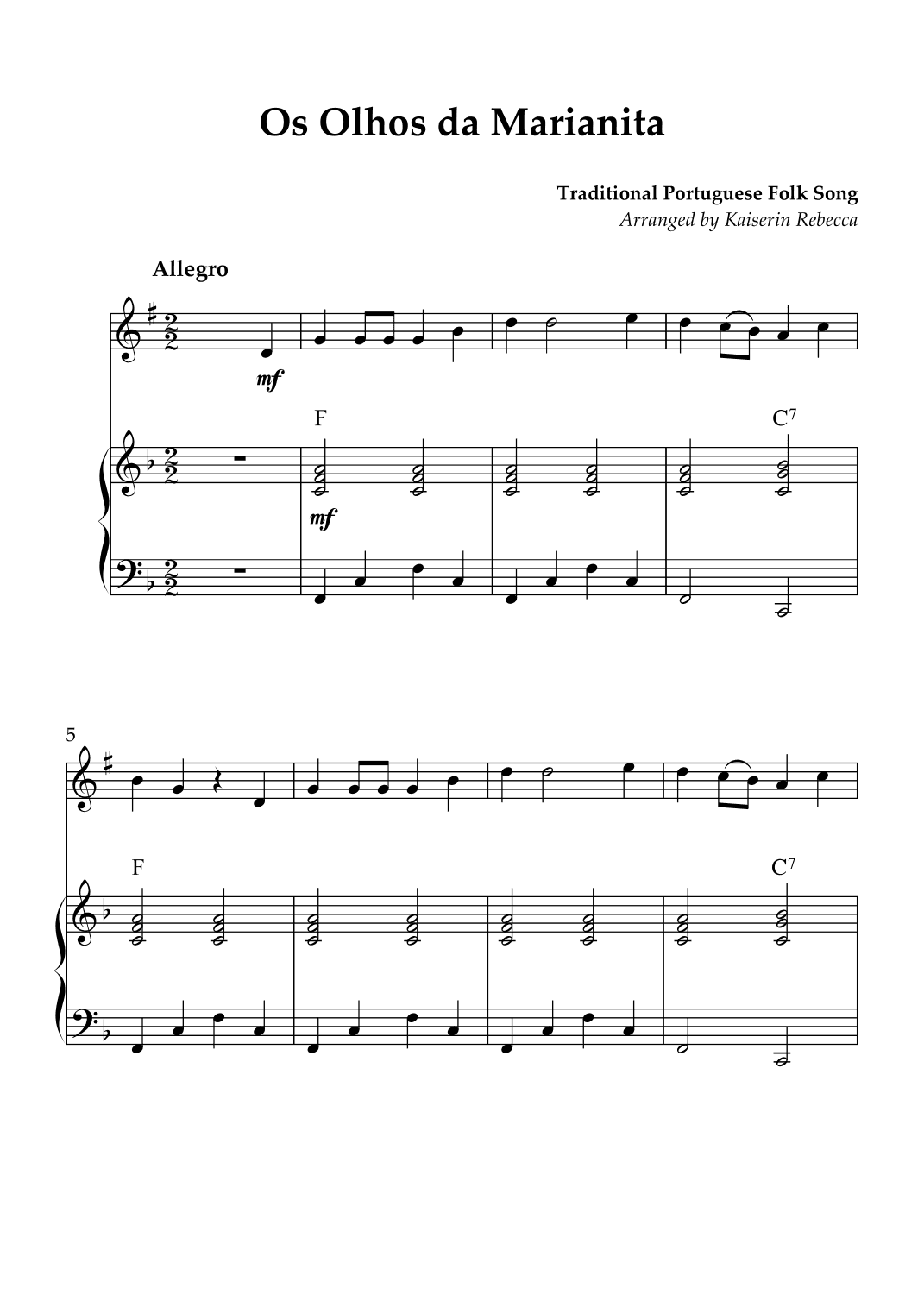 Os Olhos da Marianita (arr. Kaiserin Rebecca)