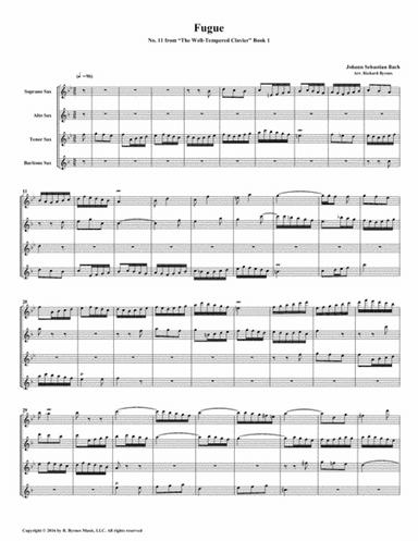 Fugue 11 from Well-Tempered Clavier, Book 1 (Saxophone Quartet) (arr. Richard Byrnes)