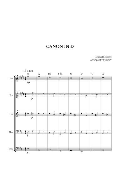 Canon in D | Pachelbel | Brass Quintet (arr. Milanov)