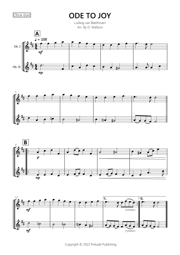 Ode to joy (arr. D. Wattson)