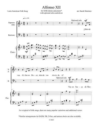 Alfonso XII / Alfonso Doce (SAB, Accompanied) (arr. Sarah Martinez)