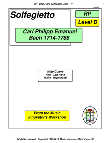 CPE Bach - Solfegietto - (Key Map Tablature) (arr. John M. Honeycutt)