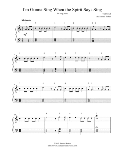 I'm Gonna Sing When the Spirit Says Sing - for easy piano (arr. Samuel Stokes)