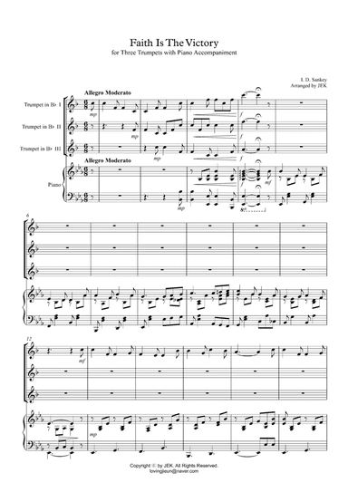 HYMN FOR TRUMPET TRIO - Faith Is The Victory (arr. JEK)