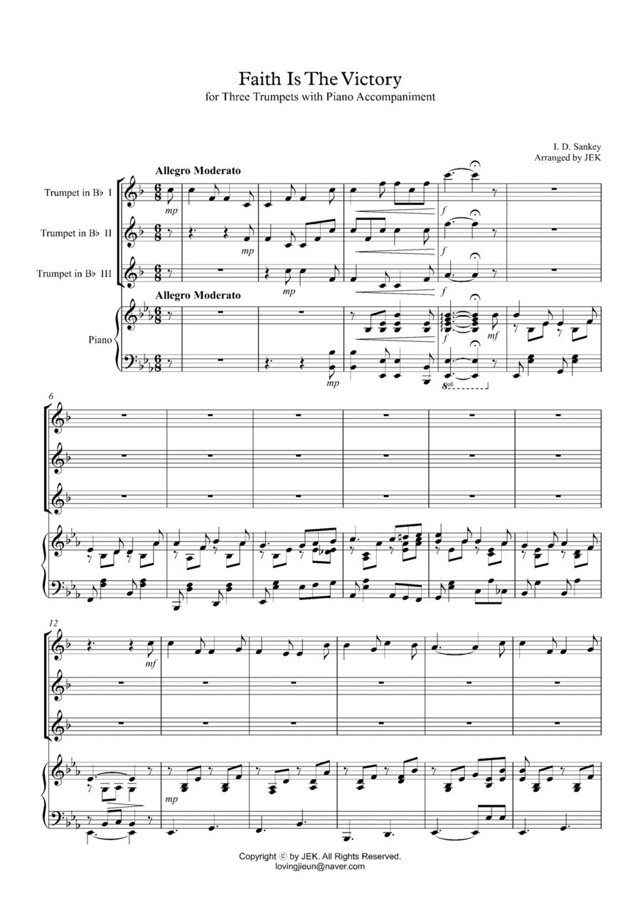 HYMN FOR TRUMPET TRIO - Faith Is The Victory (arr. JEK)