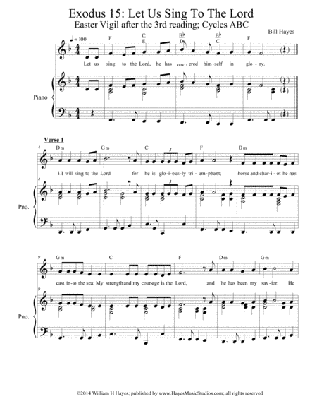 Exodus 15:  Let Us Sing To The Lord (Easter Vigil 3rd psalm, piano/vocal)