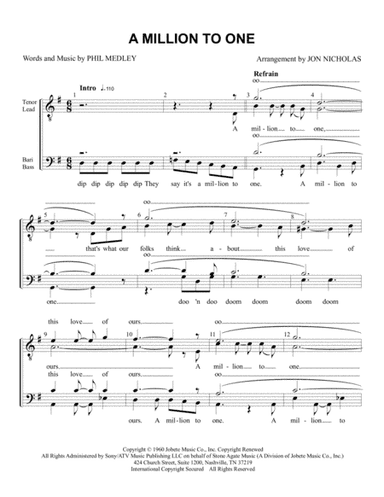 A Million To One (arr. Jon Nicholas)