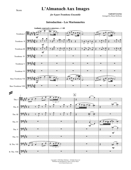 L’Almanach Aux Images Suite for 8-part Trombone Ensemble (arr. Brian McDonie)