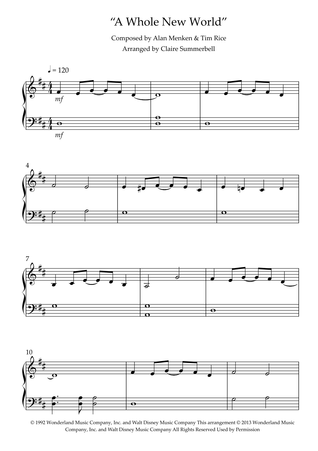 A Whole New World (arr. Claire Summerbell)