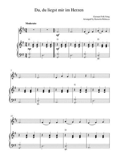 Du, du liegst mir im Herzen (You, you are in my heart) (arr. Kaiserin Rebecca)