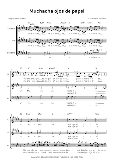 Muchacha Ojos De Papel (arr. Darío Ferrero)