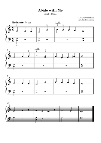 Abide with Me (Traditional) - Beginner Piano (arr. Zoe Henderson)