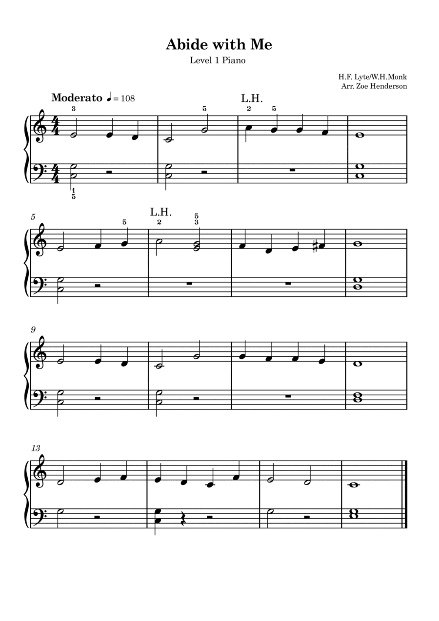 Abide with Me (Traditional) - Beginner Piano (arr. Zoe Henderson)
