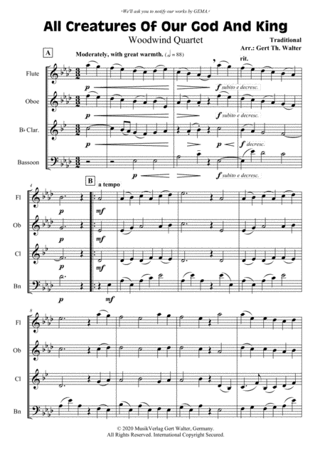 All Creatures Of Our God And King (arr. Gert Th. Walter)