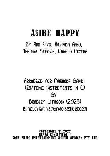 Asibe Happy - Score Only (arr. Bradley Lithgow)