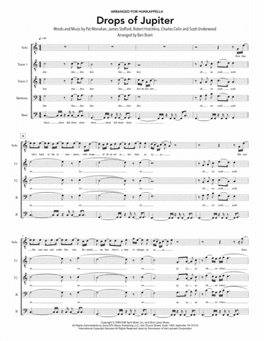 Drops Of Jupiter (Tell Me) (arr. Ben Bram)