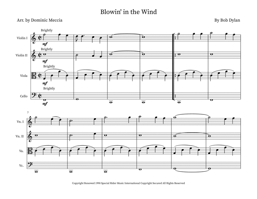 Blowin' In The Wind (arr. Dominic Meccia)
