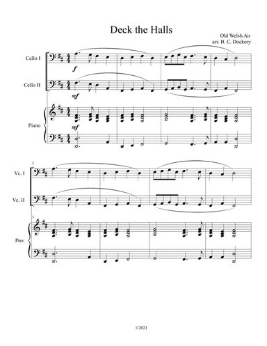 Deck the Halls (2 Cellos and Piano) (arr. B. C. Dockery)