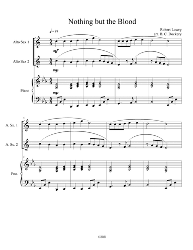 Nothing but the Blood (alto sax duet) with optional piano accompaniment (arr. B. C. Dockery)
