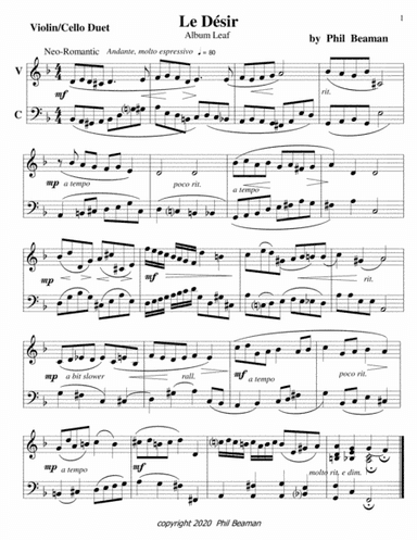 Le Désir-violin-cello duet