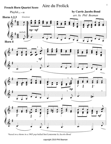 Aire du Frolick- french horn quartet (arr. Phil Beaman)