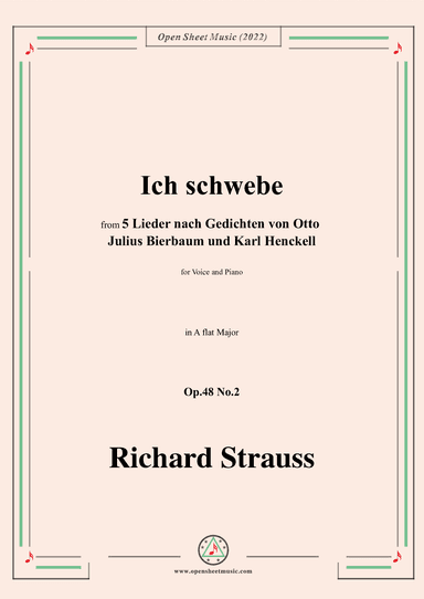 Richard Strauss-Ich schwebe,in A flat Major (arr. OSM Press)
