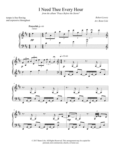 I Need Thee Every Hour (arr. Benjamin Cole)