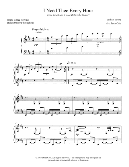 I Need Thee Every Hour (arr. Benjamin Cole)