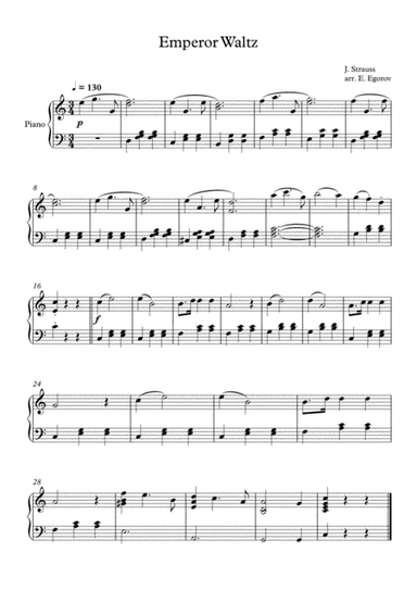 Emperor Waltz, Johann Strauss Jr., For Easy Piano