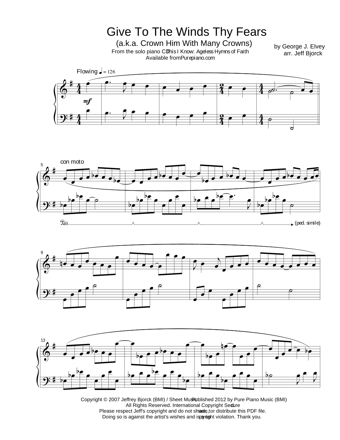 Give to The Wind Thy Fears (Crown Him with Many Crowns) (arr. Jeff Bjorck)