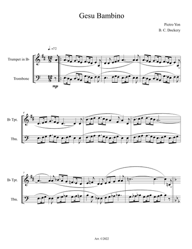Gesu Bambino (Trumpet and Trombone Duet) (arr. B. C. Dockery)