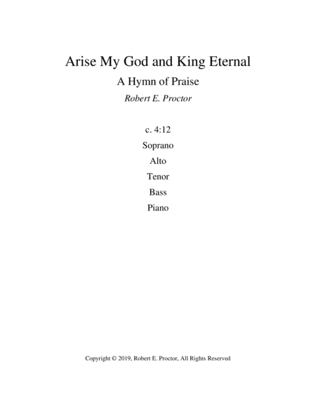 Arise My God and King Eternal for SATB Choir and Piano