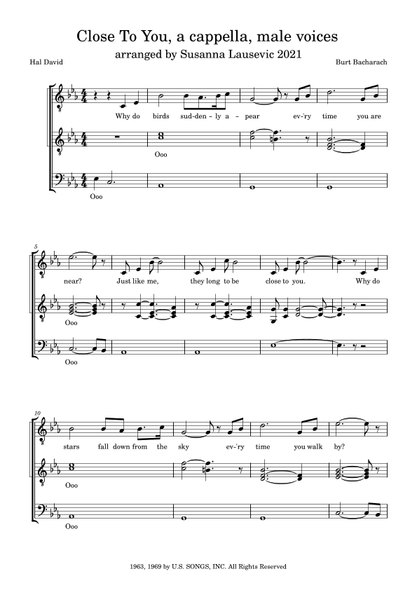 Close To You (arr. Susanna Lausevic)