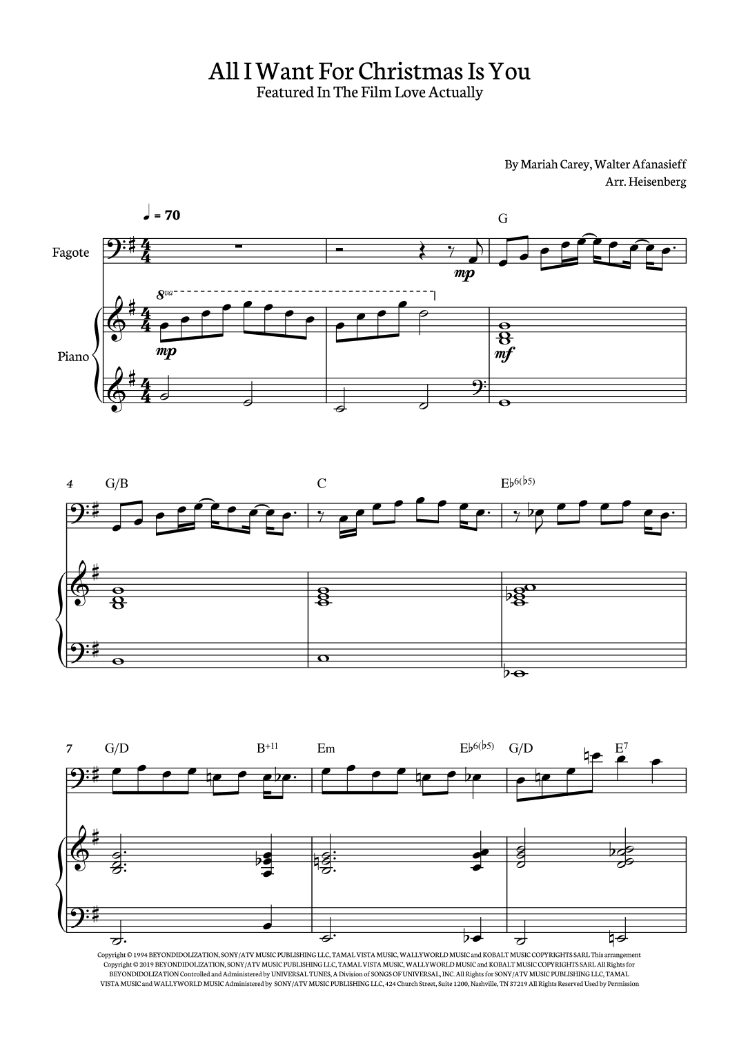 All I Want For Christmas Is You (arr. Heisenberg)