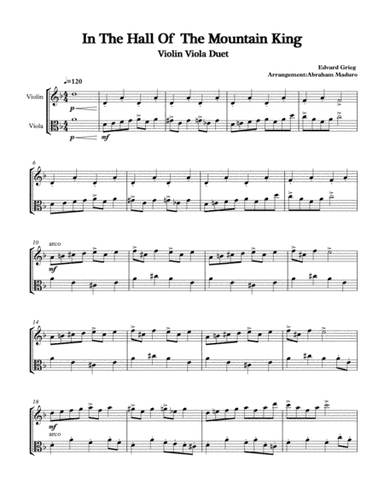 In The Hall Of The Mountain King Violin Viola Duet (arr. Abraham Maduro)