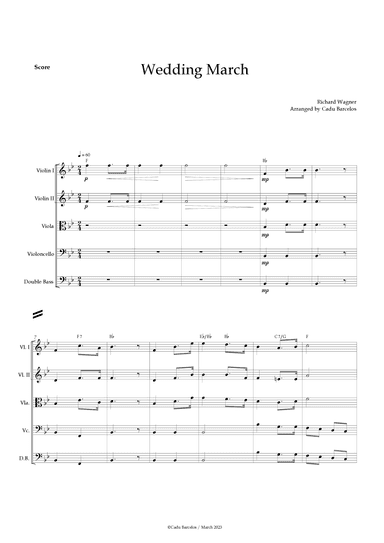 Wedding March (Wagner) Strings Quintet chords (arr. Cadu Barcelos)