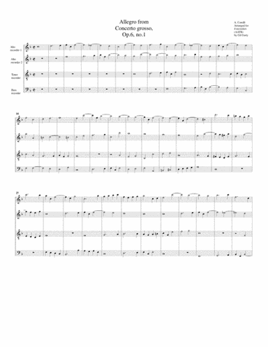 Allegro from Concerto grosso, Op.6, no.1 (arrangement for 4 recorders) (arr. Gil Garty)