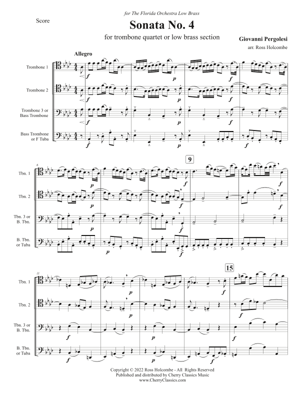 Sonata No. 4 for Trombone Quartet (arr. Ross Holcombe)