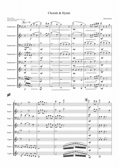 Chorale and Hymn (by Derick Kane) for Euphonium Quartet (arr. Derick Kane)