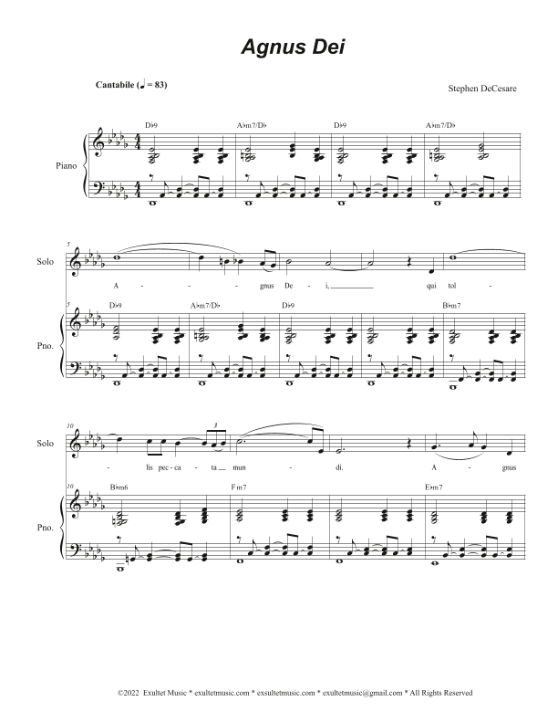 Agnus Dei (Mass of Peace and Justice) (Solo and SAB)