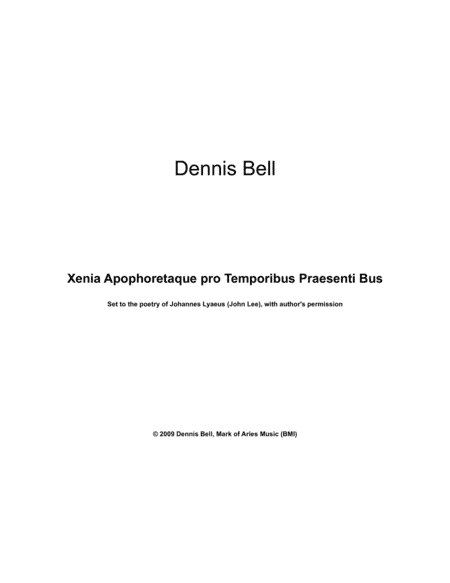 Xenia Apophoretaque pro Temporibus Praesenti Bus