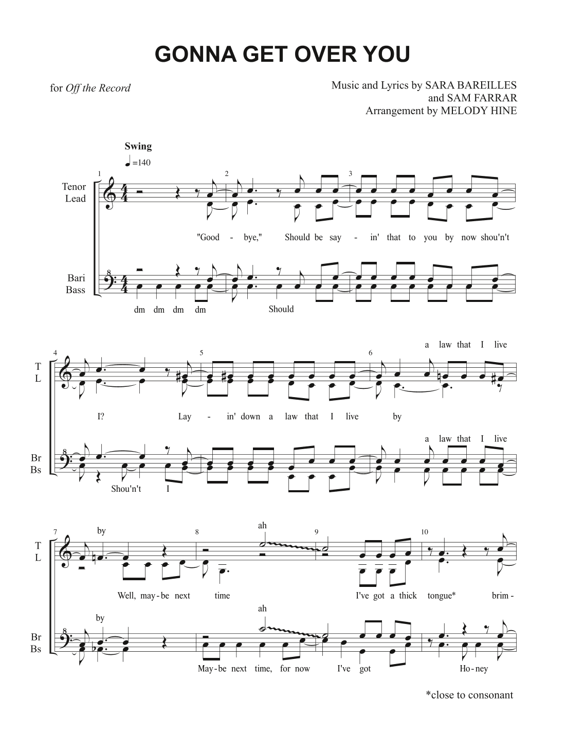Gonna Get Over You (arr. Melody Hine)