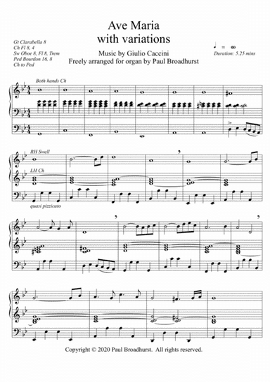 Ave Maria by Giulio Caccini, an extended organ arrangement (arr. Paul Broadhurst)