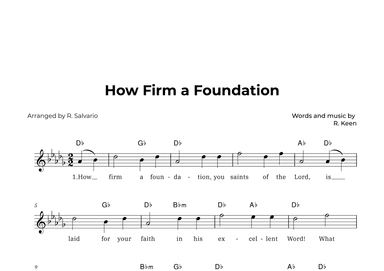 How Firm a Foundation (Key of D-Flat Major) (arr. R. Salvario)