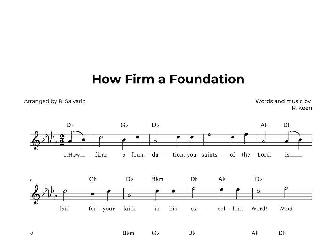 How Firm a Foundation (Key of D-Flat Major) (arr. R. Salvario)