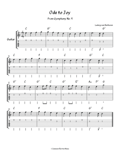 "Ode to Joy" - Guitar w/TAB (arr. Jameson Burton)