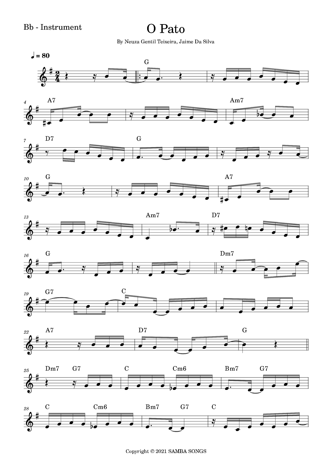 O Pato (the Duck) (arr. Fabio Eduardo de Oliveira)