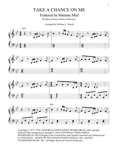 Take A Chance On Me (arr. William C. Woods)