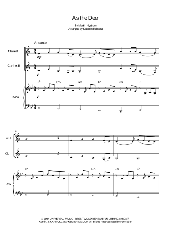 As The Deer (arr. Kaiserin Rebecca)